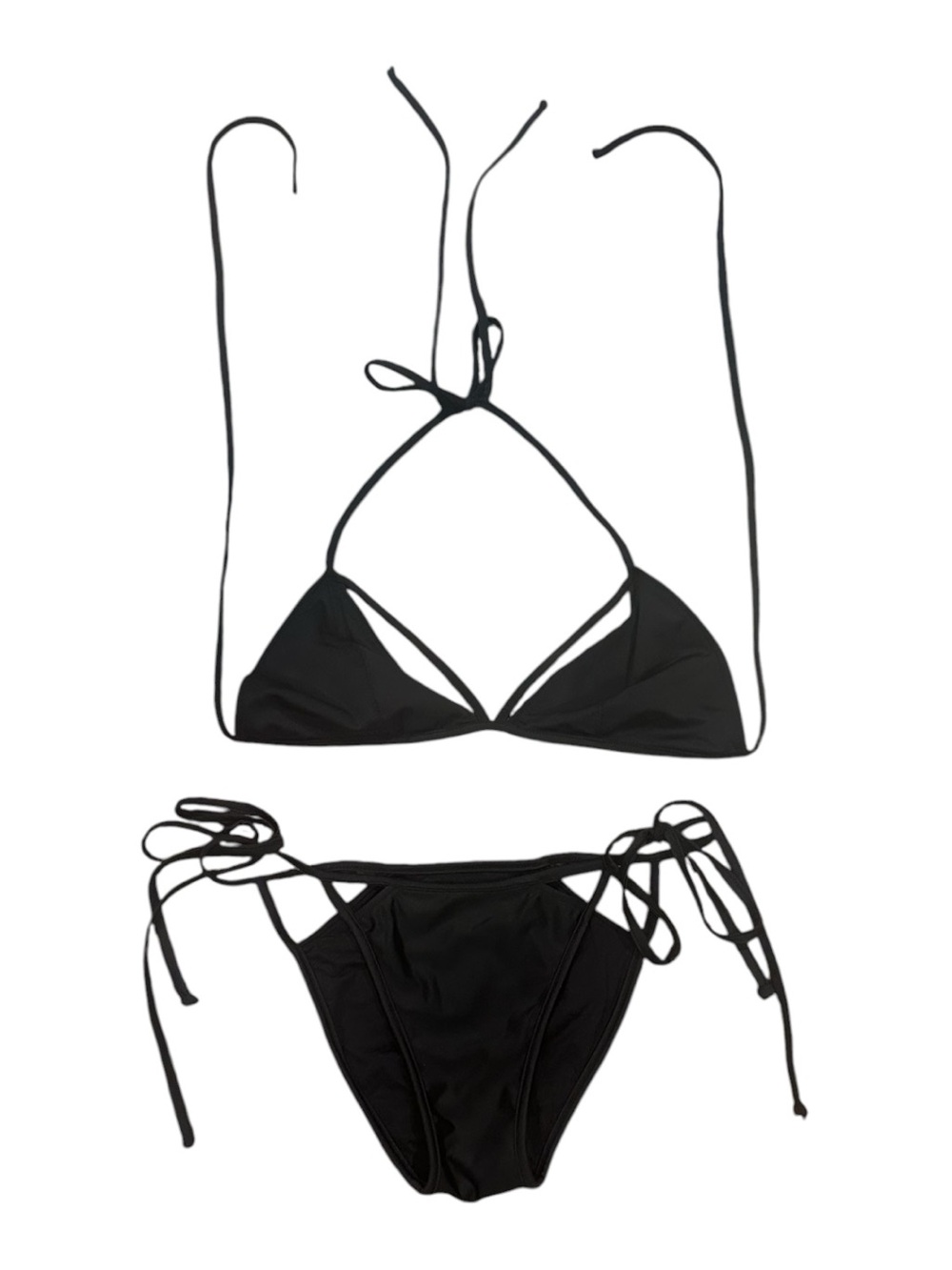 Revolve Rachel Pally Arden Black 2-piece String Triangle Bikini Set M